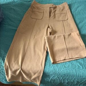 SUNCOO Tan Wide-Leg Trousers